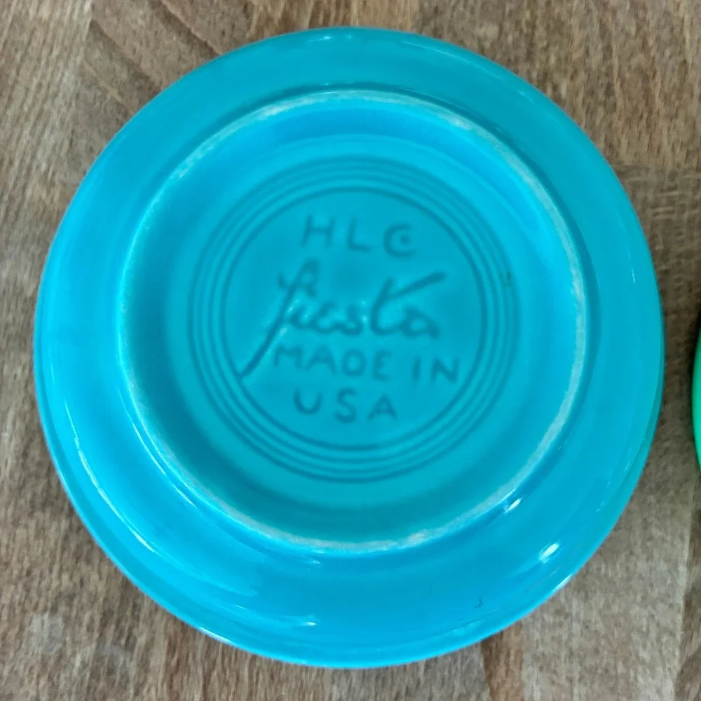 Vtg Fiesta Fruit Bowls Turquoise Blue Shamrock Green Set of 2 Home Laughlin USA